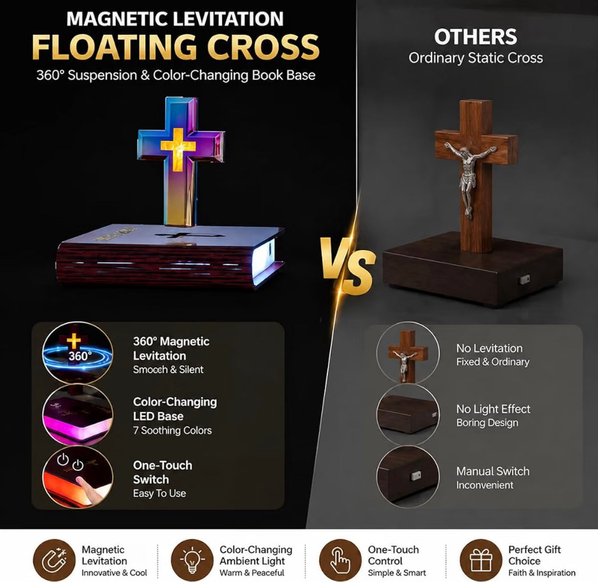 Floating Cross Bible Night Light